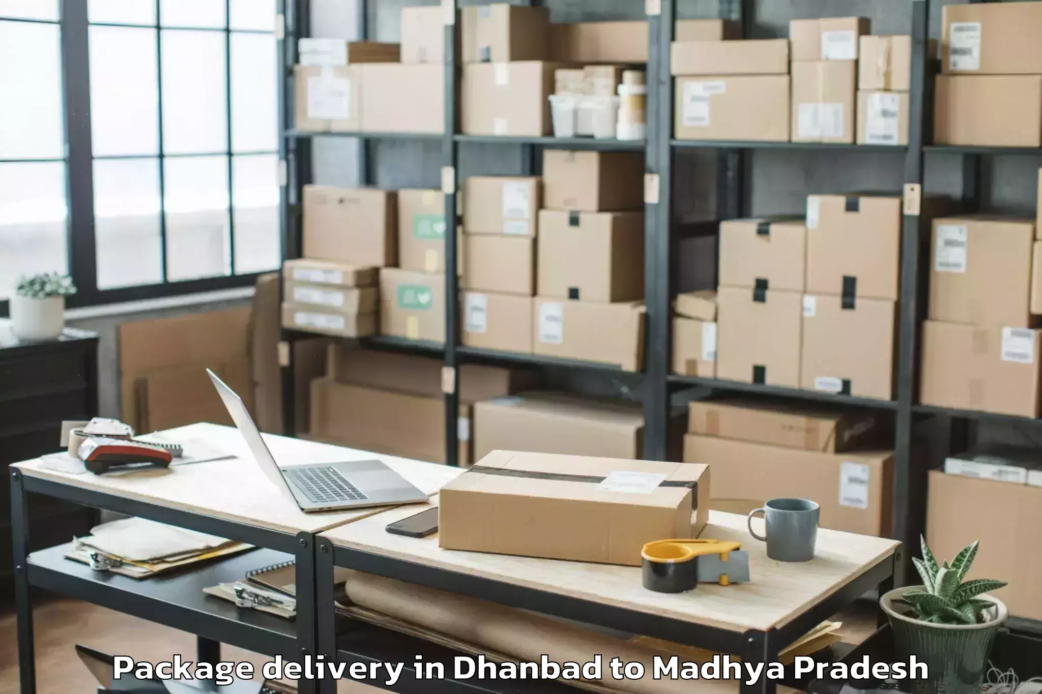 Top Dhanbad to Sanwer Package Delivery Available